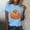Blue, variant on Hvot&aat Women's Fall Halloween Thanksgiving Short Sleeved T-shirt Sparkling Pumpkin Printed Round Neck Short Sleeve Tops
