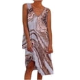 thumbnail image 2 of Robes d'Été pour Femmes Décontractées à Col en V Imprimées Robe Débardeur Dames Sans Manches Robes de Plage, 2 of 7