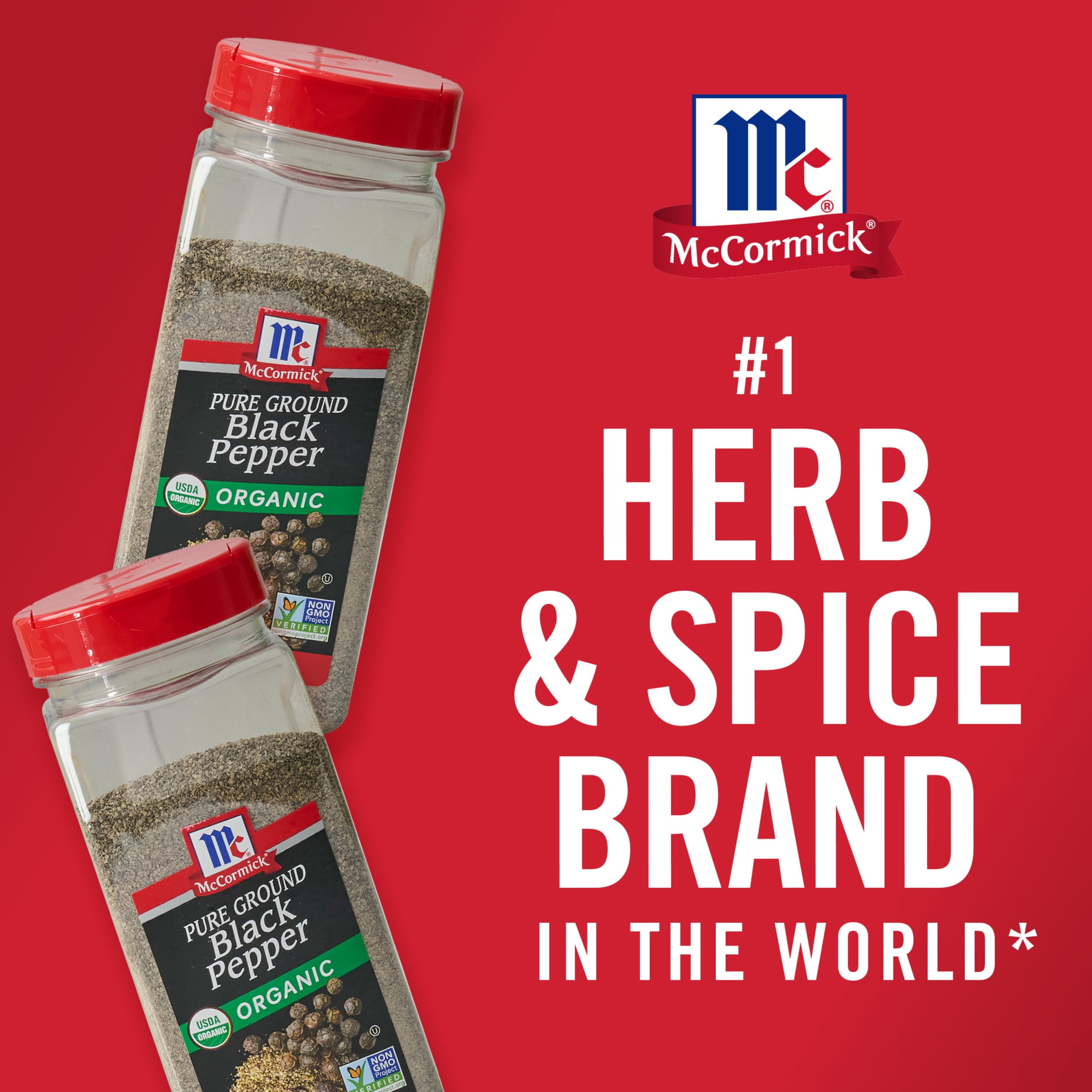 McCormick Ground Organic Pepper Black, 12.0 oz Bottle
