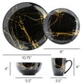thumbnail image 3 of Elama Fine Marble 16 Piece Porcelain Dinnerware Set in Black with Gold Veins, 3 of 6