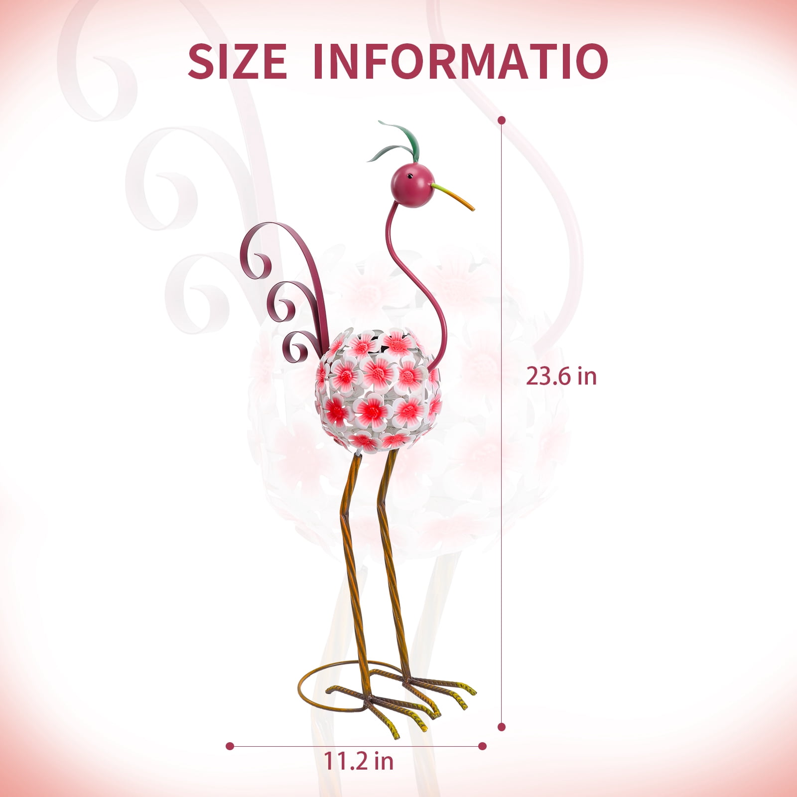 Outdoor Solar Flamingo Garden Stake – LED Light Flower Ball Decor, Metal Design, Whimsical Outdoor Patio/Lawn Ornament,Outdoor Decor