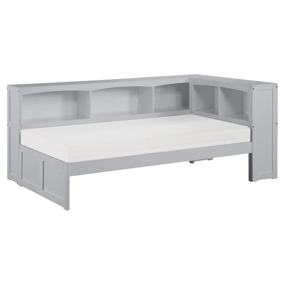 Lexicon Orion 5-Shelf Transitional Wood Twin Bookcase Corner Bed in Gray