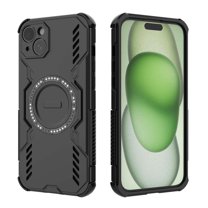 For iPhone 15 Magnetic Phone Case,Military-Grade Drop Protection,Compatible with Mag-Safe,Heavy Duty Tough Rugged Shockproof Dropproof Grip Armored Slim Phone Case Cover,Black