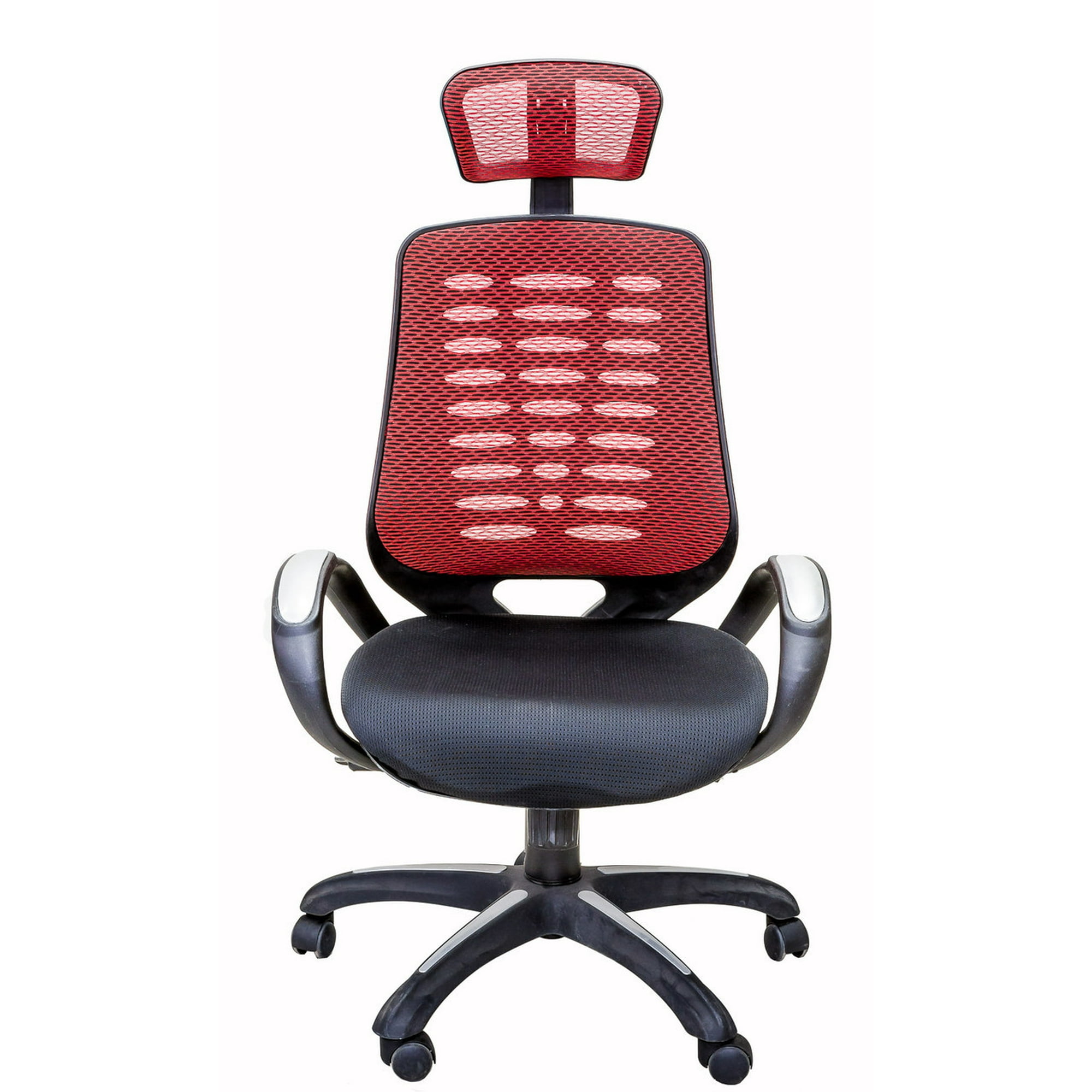 Viscologic Adjustable High Back Mesh Swivel Executive Office Computer Desk Chair With Headrest Red Black