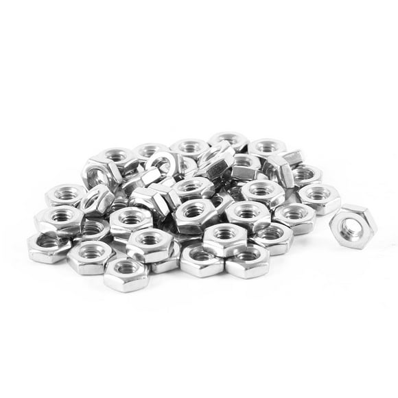 Unique Bargains 50pcs 304HC Stainless Steel Machine Screw Hex Hexagon Nut UNC #8-32