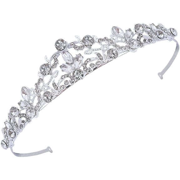 LOLIPPYY Silver Rhinestone Tiara for Women, High-End Design Head Accessory, 1 Piece