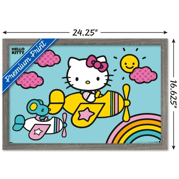 Hello Kitty: 19 Pink - Airplane Wall Poster, 14.725" x 22.375" Framed