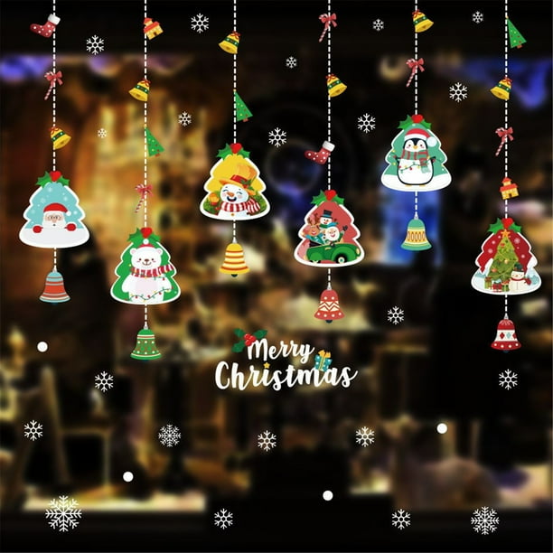 onlyliua Liquidación Pegatinas para Ventana con Forma de Copo de Navideño, Calcomanías de Vidrio para Navidad, Decoraciones Navideñas