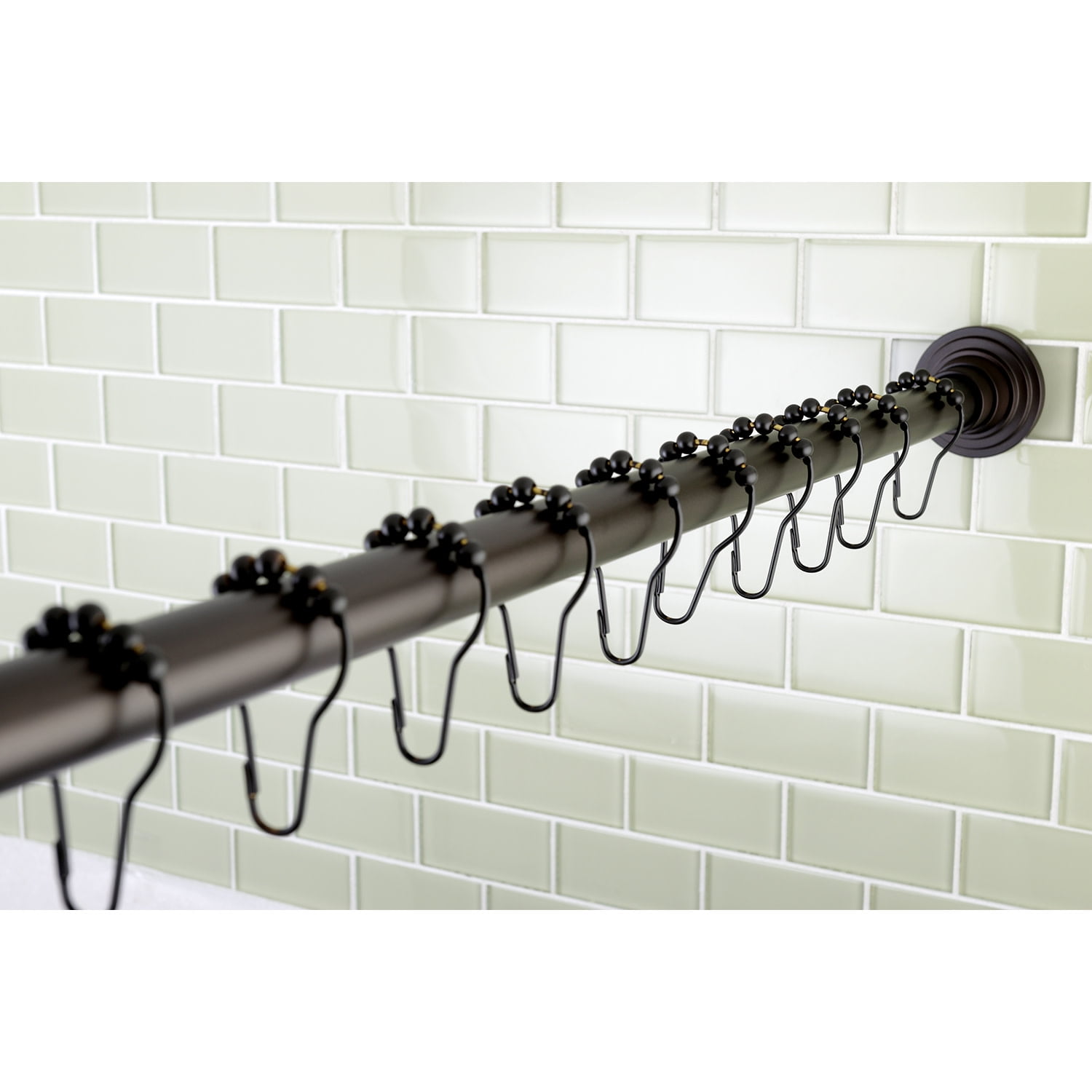 Kingston Brass Americana SRK605 60"-72" Adjustable Shower Curtain Rod with Ring Combo, Stainless Steel, Oil Rubbed Bronze Finish