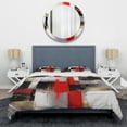 thumbnail image 3 of Designart "Cubic Abstract in Red and Gold I" Cubism Bedding Covert Set - Abstract Red Modern Bed Set With 2 Shams, 3 of 6