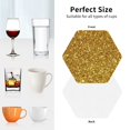 thumbnail image 6 of Pofeuu Gold Glitter Print Coasters for Drinks, 4Pack PU Leather Coasters, Bar Drink Coasters for Tabletop Protection, Furniture from Damage-Hexagon, 6 of 6