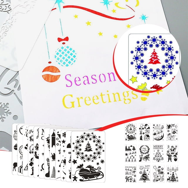 Serie de Navidad Plantilla de pintura HollowDIY Álbum de fotos Encaje Cuenta de mano Dibujo Molde de aerosol Wmkox8yii gf11678