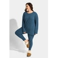 thumbnail image 4 of CASSIE LIZ Plus Size Outfits Blue Womens Pajamas 2 Piece Sets Fall Casual Lounge Long Sleeve Knit Winter Loose Fit Sweat Suits with Pocket XL 14W 16W, 4 of 11