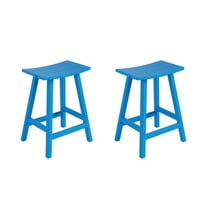 Costaelm Costaelm 24" Poly Plastic Outdoor Patio Counter Stool (Set of 2), Pacific Blue, Pacific Blue