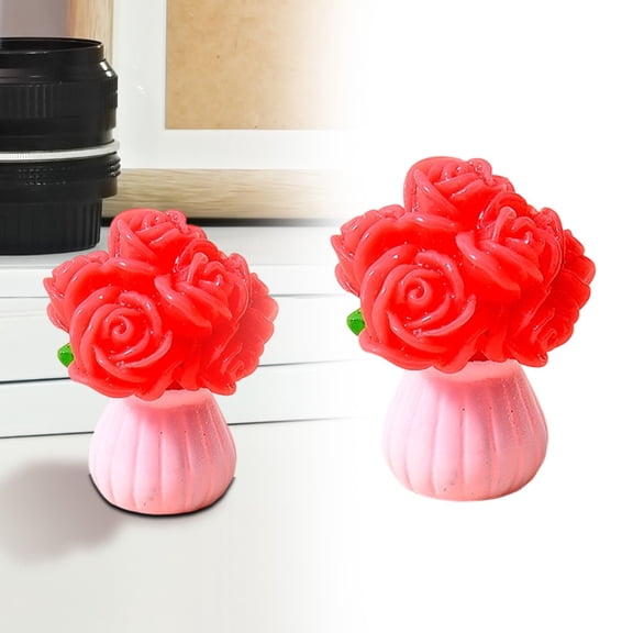Cute Resin Flower Crafts Ornaments - Miniature Dollhouse Plants Tiny Potted Flowers Cute Mini Plants Rose Flowers Figurines for Desktop, DIY Fairy Garden & Dollhouse