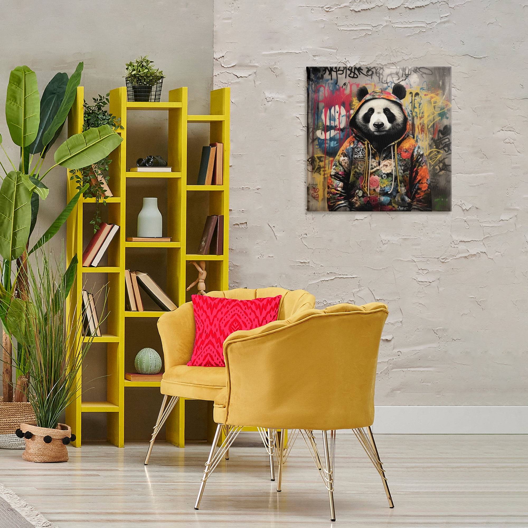 Stupell Industries Urban Graffiti Panda Animals & Insects Painting Gallery Wrapped Canvas Art Print Wall Art, 24 x 24