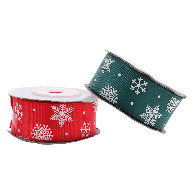 CIMAXIC christmas 2 Rolls Christmas Packaging Ribbon Xmas DIY Bowknot Ribbon Gift Wrapping Ribbon,354.33"X0.98"X0.04"