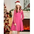 thumbnail image 6 of Oudiya Girls Mesh Puff Lantern Long Sleeve High Waist Formal A Line Pink Dress with Pockets for Kids 6-13 Years, 6 of 8