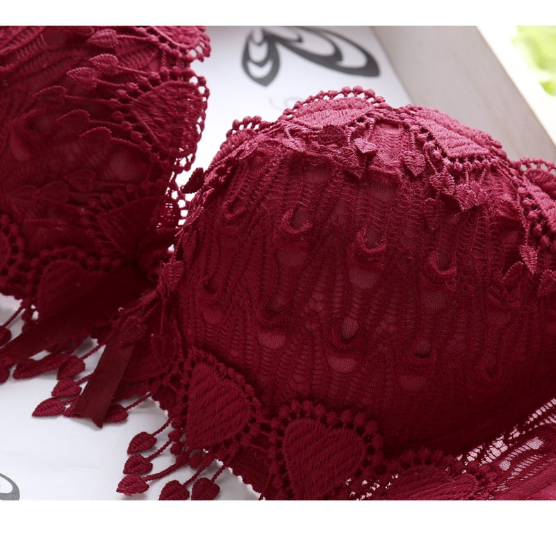 Floral lace push-up bra - red - Undiz