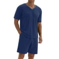 thumbnail image 2 of MINTREUS Men's Pajama Set Short Sleeved V-Neck 2-Piece Pajama Shorts With Pockets Pajamas For Men, 2 of 6