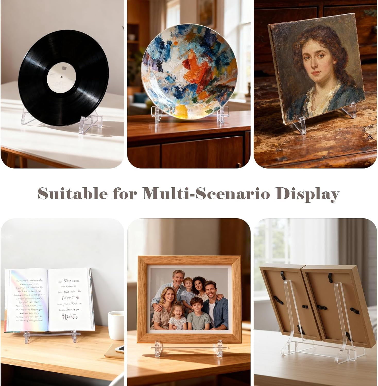 5.9 inch Clear Acrylic Easel Display Stand, Plate Stands for Display, Suitable for Plates, Picture Frames, Cookbooks, Easels, Artwork, and More