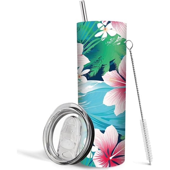 Floral Tumbler with Lid and Straw, Floral Travel Mug, Floral Mugs for Women, Cute Tumblers for Women, Flower Water Bottle, Rose Tumbler, 20oz Insulated Stainless Steel Flower Tumbler