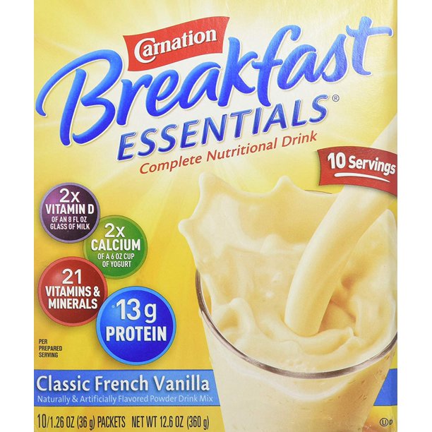 Carnation Instant Breakfast Powder French Vanilla 10 Pk 21 Vitamins And Minerals By Carnation Breakfast Essentials Walmart Com Walmart Com