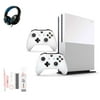 Microsoft Xbox One S 1TB with 2 Controller, 4K Ultra HD White with BOLT AXTION Cleaning Kit Headset Bundle Like New