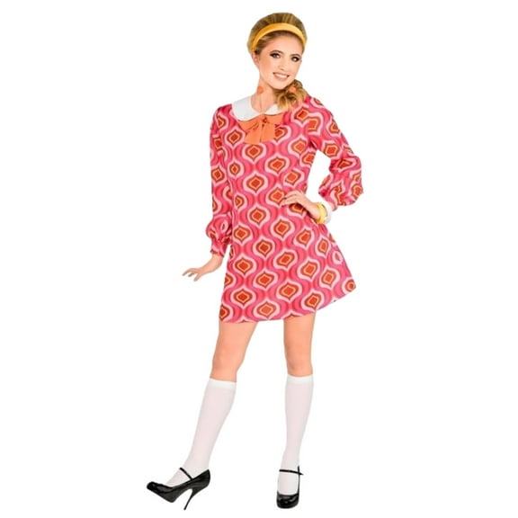 Mod Mini Dress - Pink - 1960's 1970's - Costume - Women - One Size