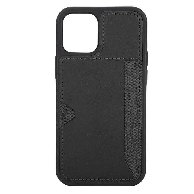 Funda protectora PU PC Funda ultra delgada para teléfono a prueba de golpes con billetera lateral para iPhone 12 MiniNegro