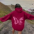 thumbnail image 4 of Womens Oversized Hooded Sweatshirt Pink Ribbon Graphic Long Sleeve Cancer Awareness Hoodies Fall Fashion Tops 2025, 4 of 5