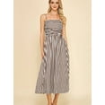thumbnail image 4 of Summer Dresses for Women Beach Maxi Dress Spaghetti Strap Striped Boho A Line Wedding Guest Flowy Long Dress Brown S, 4 of 8