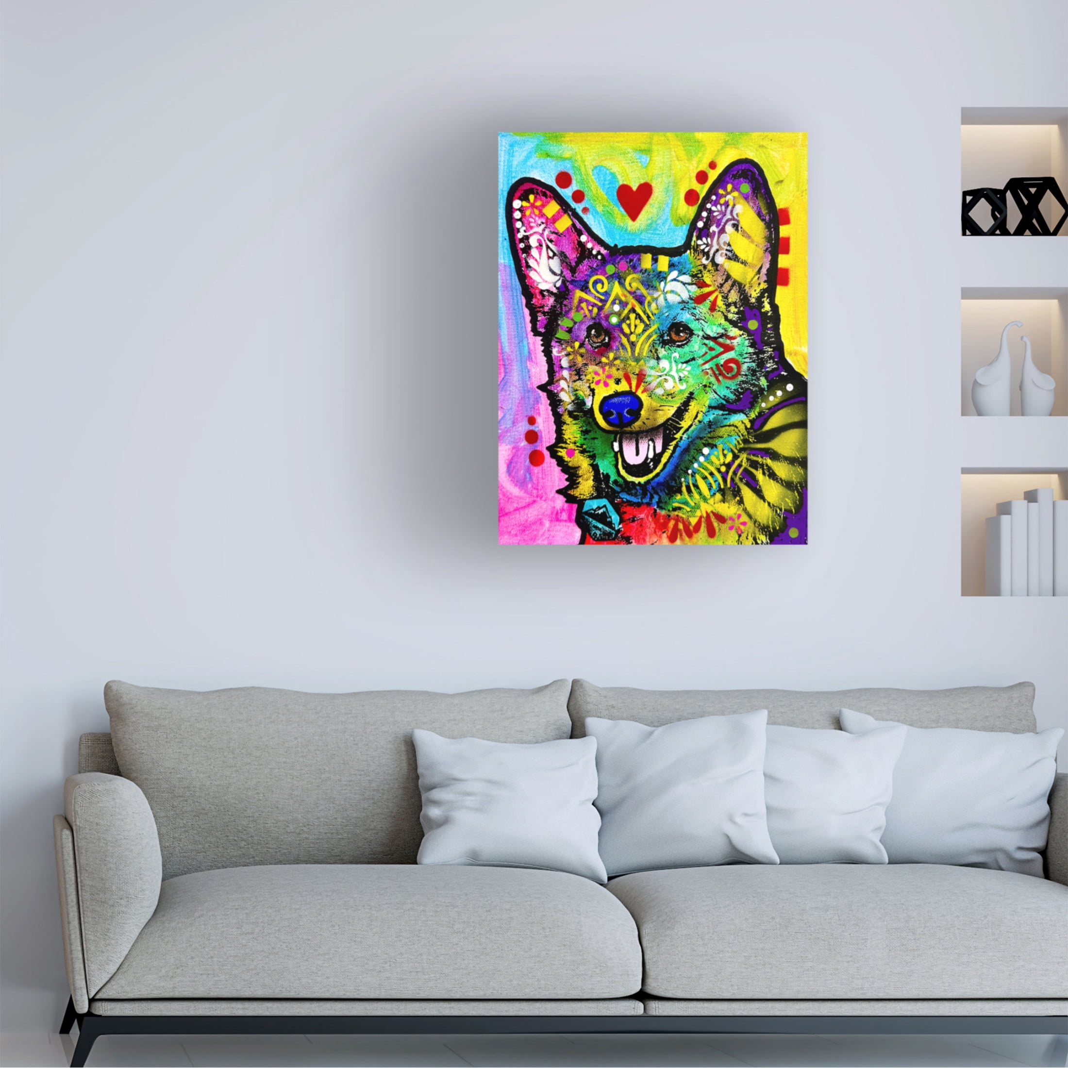 Canvas Wall Art - Dean Russo- Exclusive 'Happy Corg' Wall Art for Living Room, Bedroom, or Office Décor by Trademark Fine Art - 24 x 32 Inches