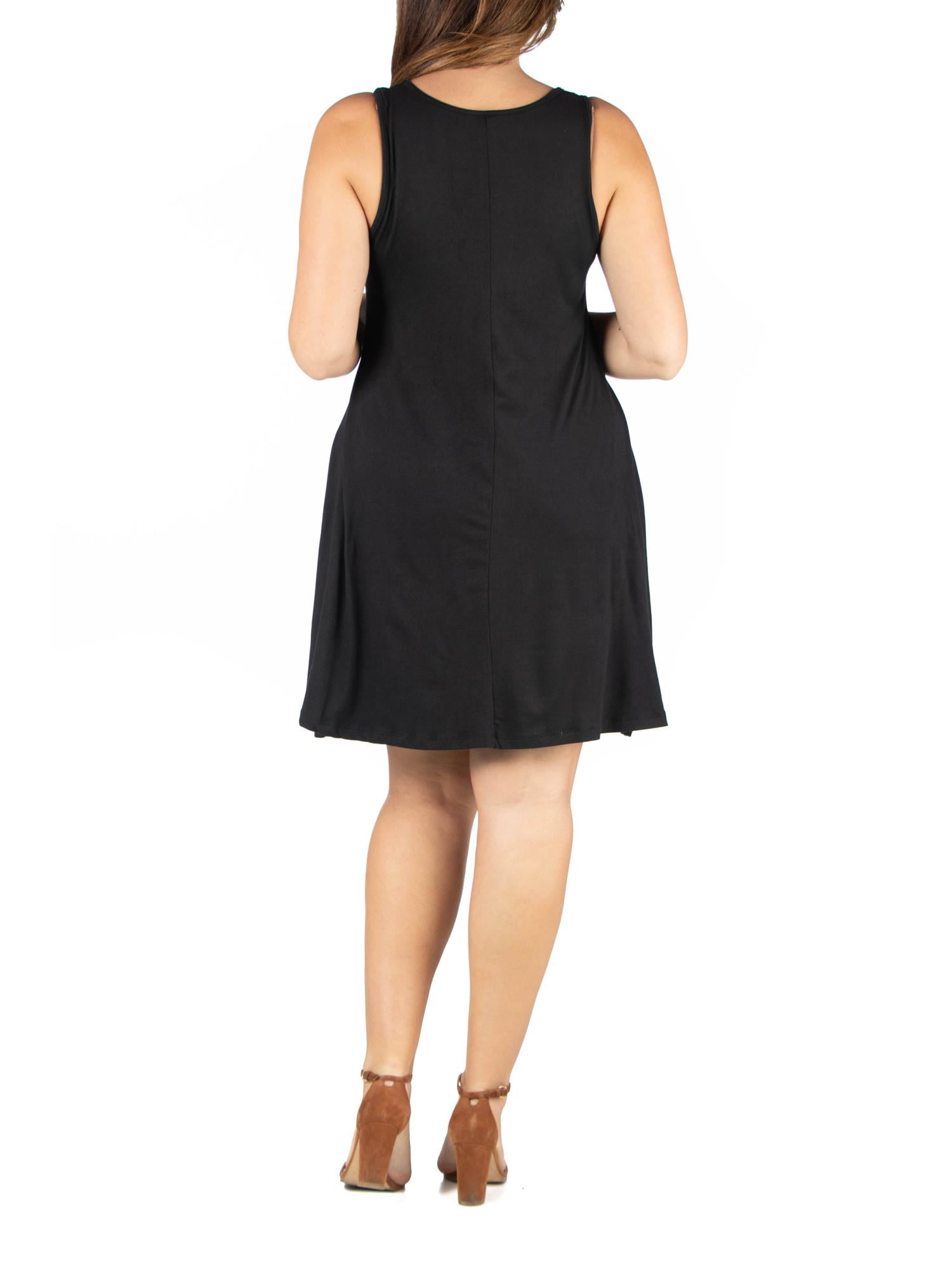 24seven Comfort Apparel Plus Size Fit and Flare Knee Length Tank Dress