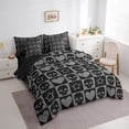 thumbnail image 3 of Erosebridal Square Geometry Bedding Full Size, Black Grey Bedding Sets Full Size, Gothic Skeleton Reversible Bed Set, Breathable Room Decorative, 7-Piece, 3 of 6