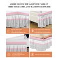 thumbnail image 6 of Pink Grey Wrap Around Bed Skirts for Queen Bed 16" Drop,Bed Skirt with Adjustable Elastic Belt Dust Ruffle Bed Valance for Bedroom Chic Garden Floral Stripe Aesthetic Flower Boho Bed Frame Cover, 6 of 7