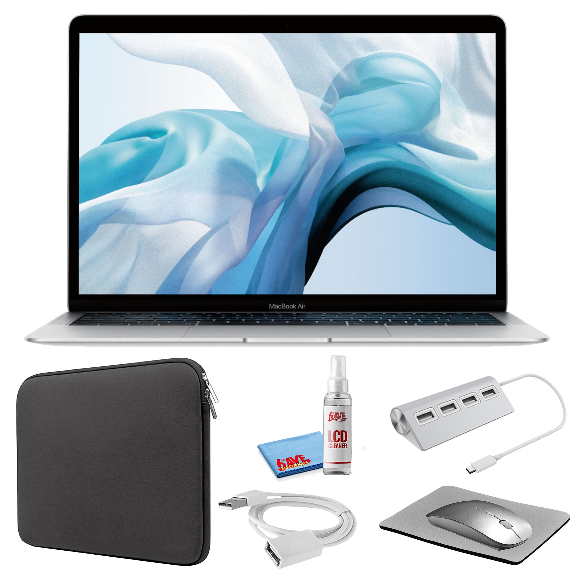 Apple MacBook Air 13-inch (i5 1.6GHz, 128GB SSD) (Mid 2019, MVFK2LL/A) -  Silver Bundle with Black Zipper Sleeve + Laptop Starter Kit + Cleaning Kit  (Refurbished) - Walmart.ca