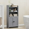 thumbnail image 3 of Small Bathroom Storage Cabinet, Freestanding Toilet Paper Storage with 2 Doors and Shelves, Bathroom Organizers and Storage for Small Spaces, laundry room, 7.9" D x 14.6" W x 31" H, Gray, 3 of 18