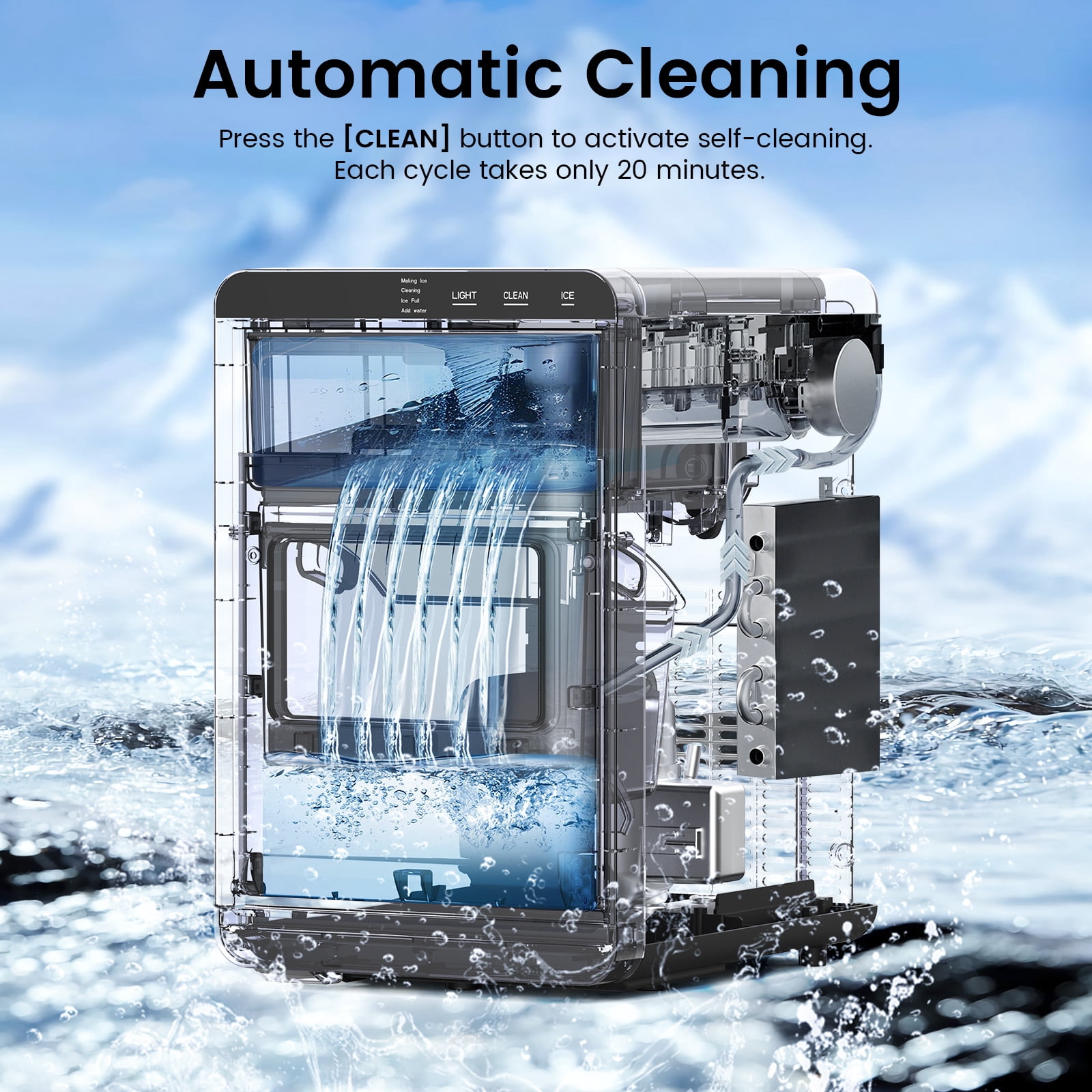 KNDKO Nugget Ice Maker Countertop, 44Lbs/24H Crushed Ice Maker, Pellet Ice Machine with Ice Scoop &Removable Basket,Sonic Countertop Ice Machine for Home/Kitchen/Office
