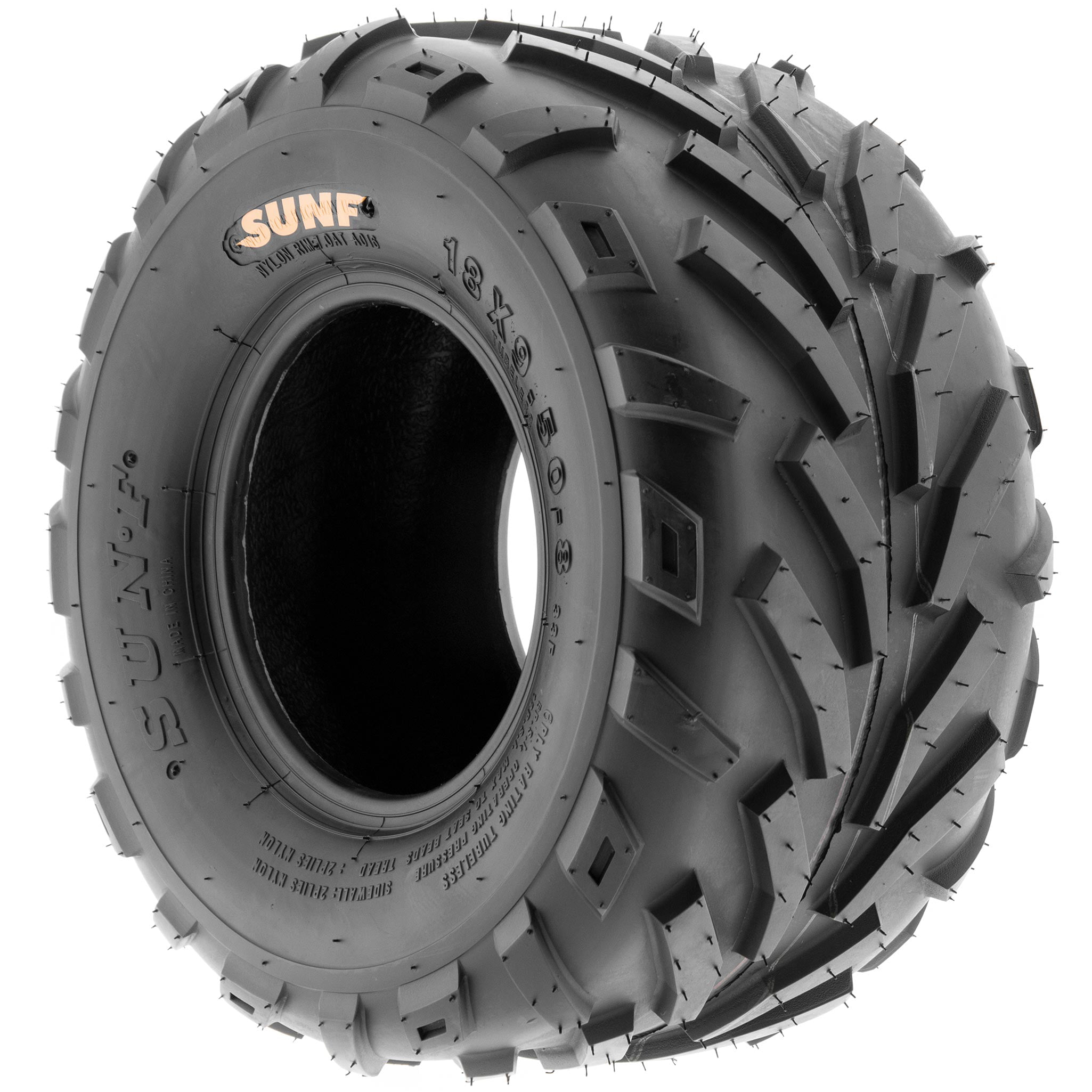 SunF All Terrain Race Replacement ATV UTV 6 Ply Tires 18x9.5-8 18x9.5x8 Tubeless A016, Set of 4 