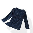 thumbnail image 2 of SWSMCLT Women's Cotton Pajama Tops Cute Lounging Ruffle Sleepwear Pajamas Soft Long Sleeve Comfy Spandex Sleeping Navy Medium, 2 of 5