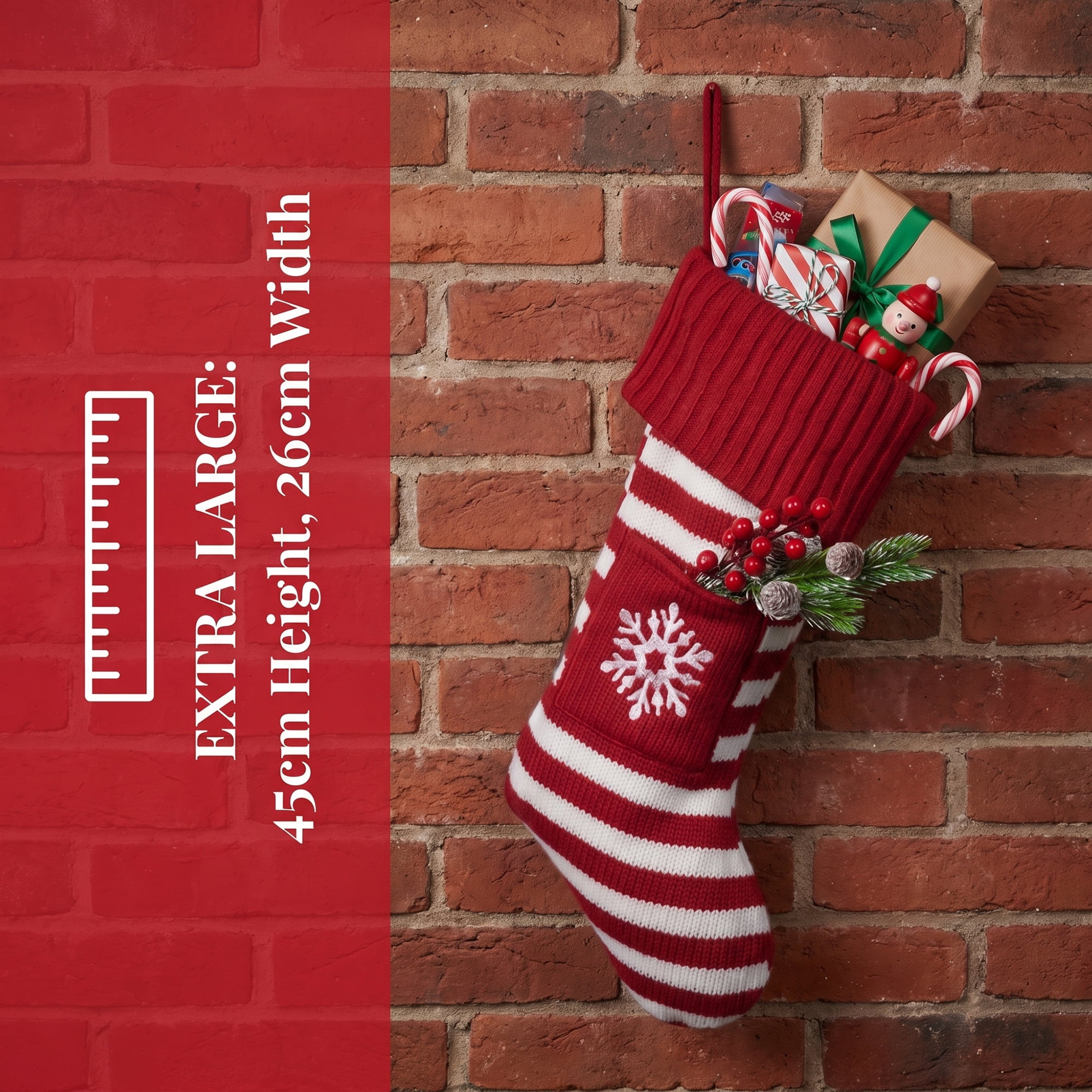 Unique Bargains Festive Christmas Stockings Luxury Cozy Lounge Accents Red Snowflake 18"