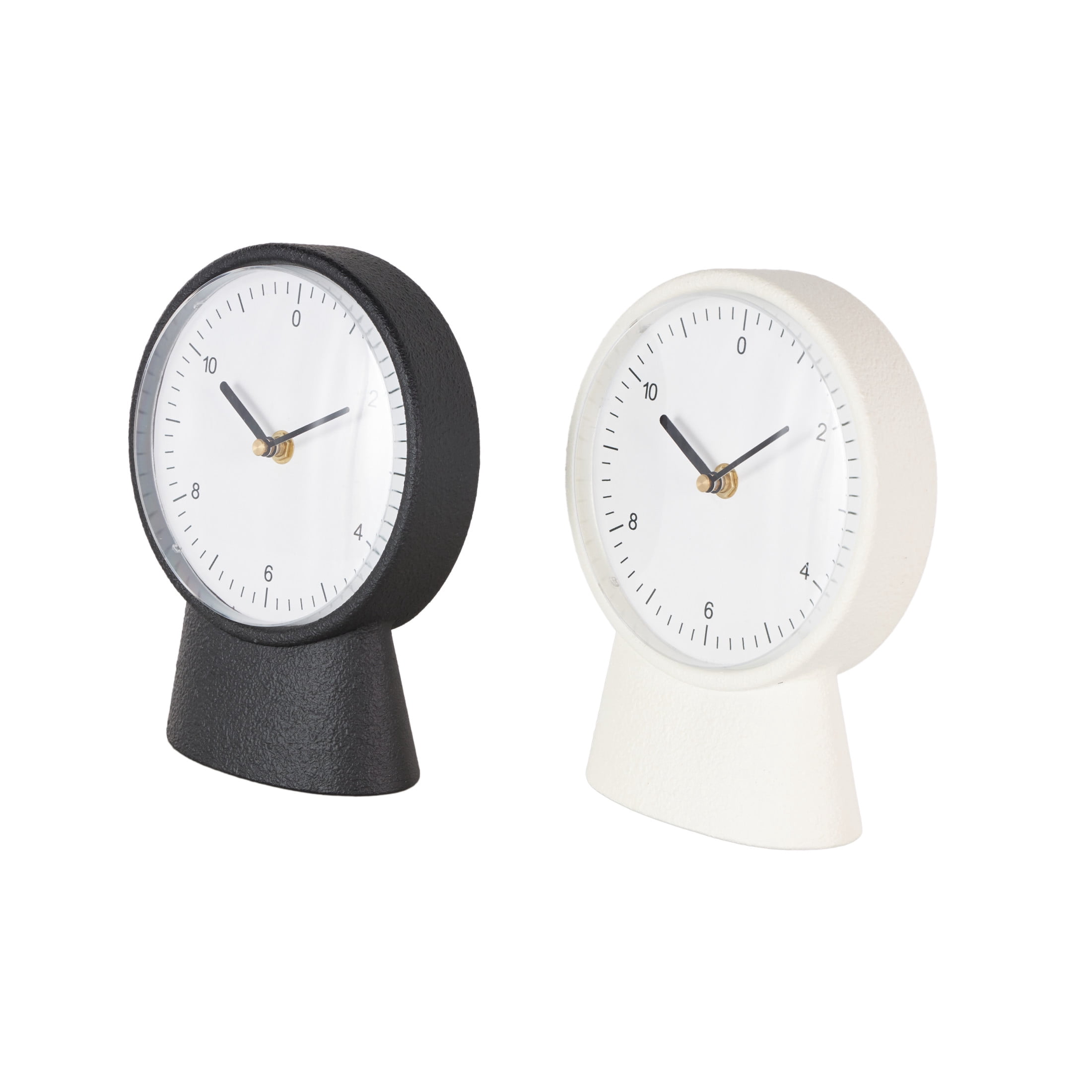 DecMode 9" Multi Colored Metal Textured Clock with Gold Accents, Set of 2