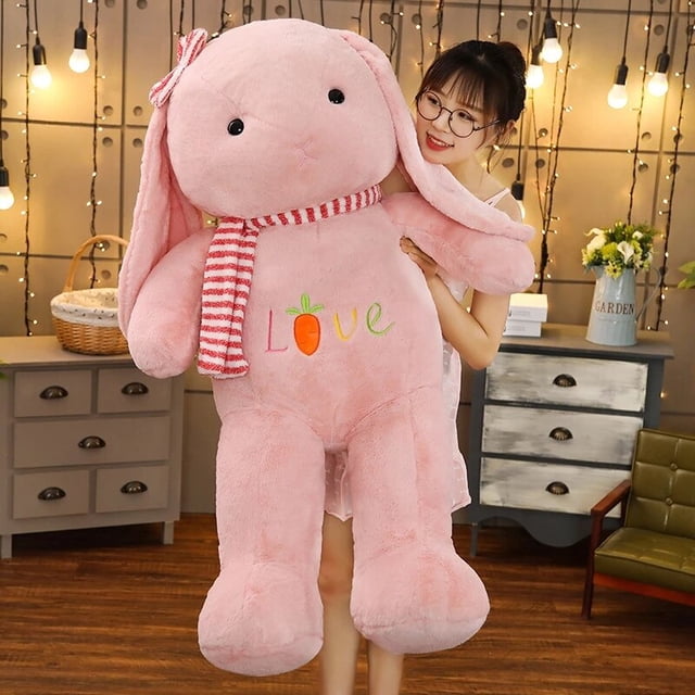 Lovely Long Ears Rabbit Plush Toy Soft Cartoon Animal Stuffed Doll Sofa Pillow Children Birthday Gifts zhangmengya LED