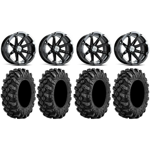 MSA Black Diesel 14" ATV Wheels 27" Buck Snort Tires Honda Foreman Rancher SRA