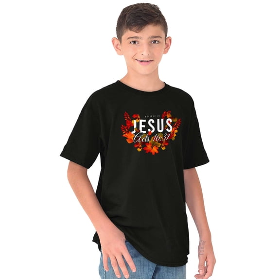 Fall Christian Believe in Jesus Acts Crewneck T Shirts Boy Girl Teen Brisco Brands X