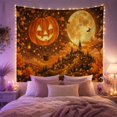 thumbnail image 2 of Jack O Lantern Balloon Over Village Path, Whimsical Fantasy Style for Pumpkin Decor Lovers, Autumn Wall Decor Halloween Gift, Tapestry Wall Hanging for Bedroom and Dorm, 2 of 7
