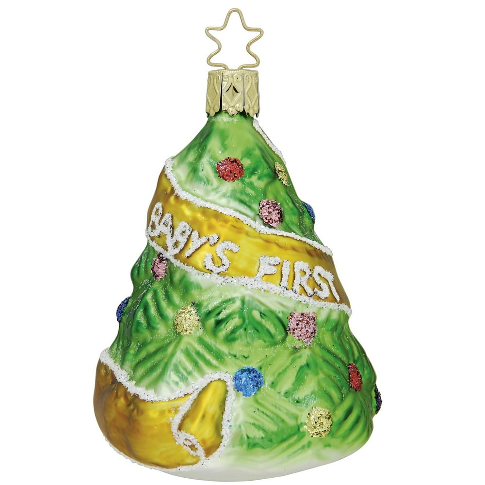 Inge Glas Babys First Christmas Tree German Glass Ornament FREE BOX