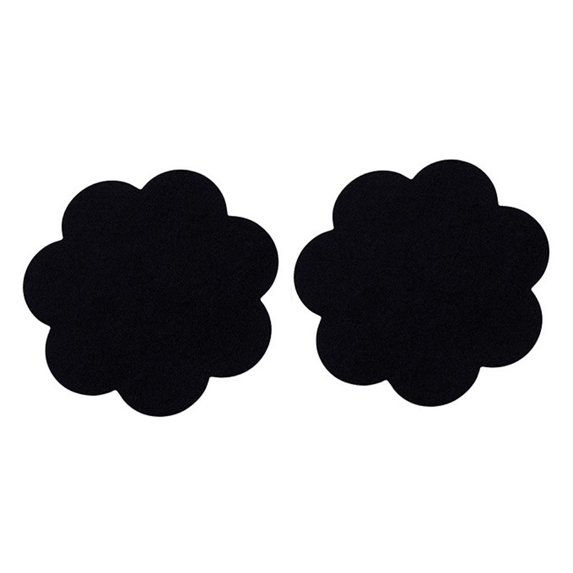 10 Pairs Flower Satin Self Petal Pasties Pad Sticker - Black, 7.5cm