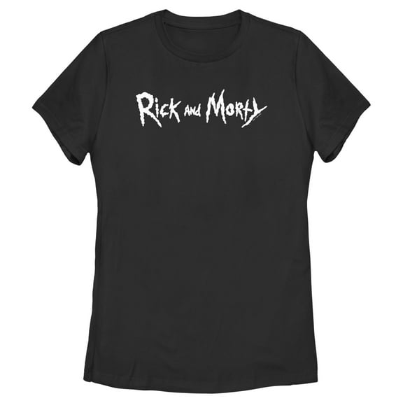 Women's Rick And Morty White Logo  Graphic Tee Black X Large